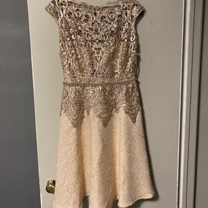 Badgley Mischka Sequin,Tweed, Blush Cocktail Dress 8